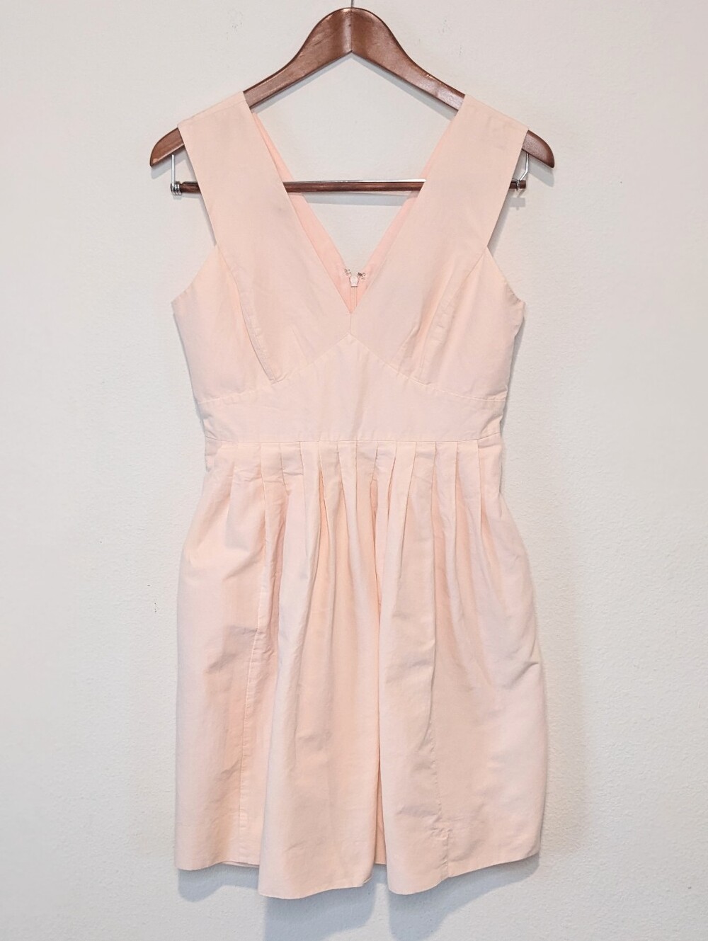 J.Crew Light Pink V-Neck Pleated Fit & Flare Dress Size 4